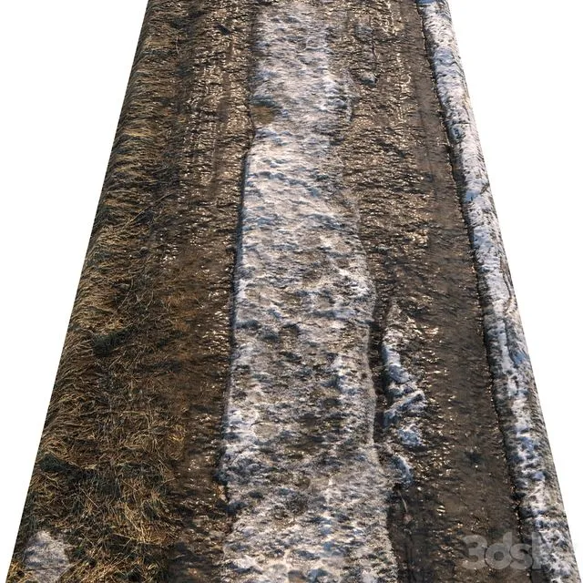 Dirt spring road material with snow 01 3D Model
