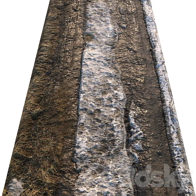 Dirt spring road material with snow 01 Free Download