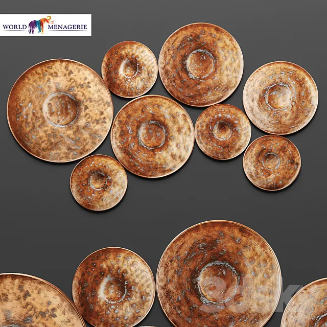 Disc Wall Decor by World Menagerie patina copper wall decor copper round disk rusty rust 3D Model