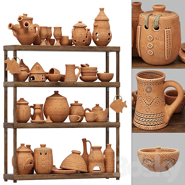 Dishes clay n21 _ Clay dishes ?21 3DModel