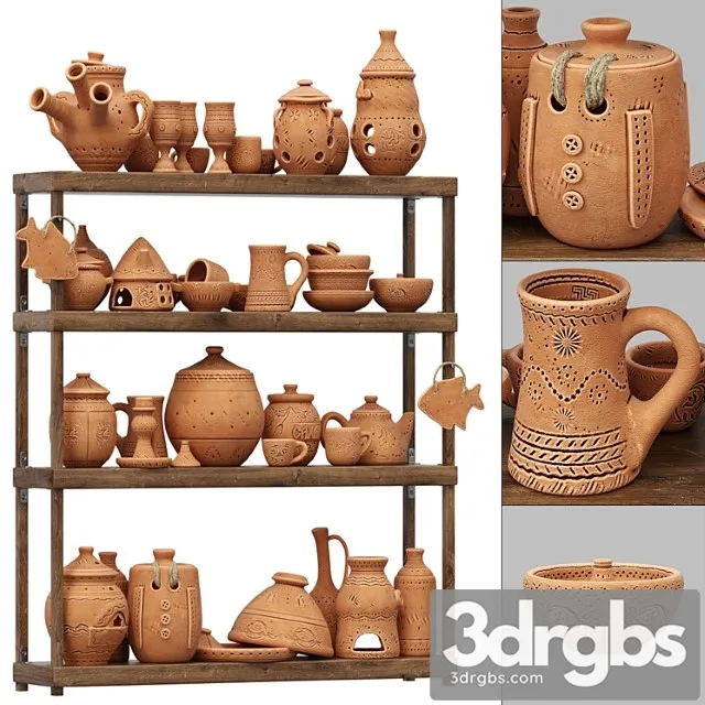 Dishes Clay N21 Dishes from Iz Glina 21 3D Model Free