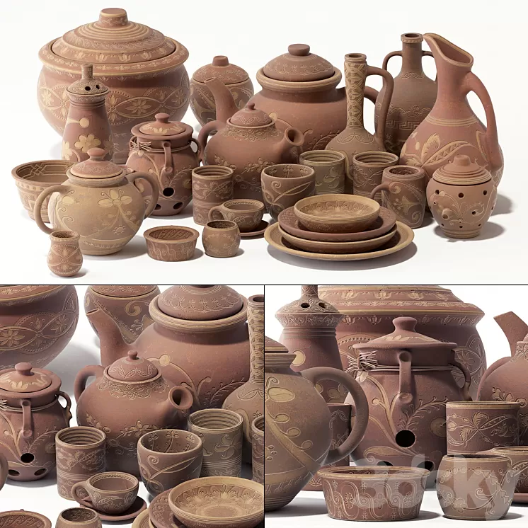 Dishes clay rack n12 / Clay dishes No. 12 3D Model