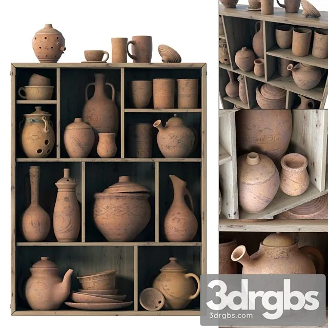 Dishes Clay Rack N15 Polka S Posudoi Iz Gliny 15 3D Model Free