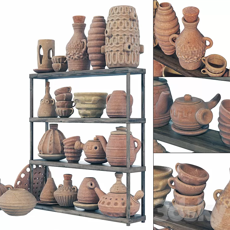 Dishes clay rack n9 / Clay crockery rack No. 9 3D Model