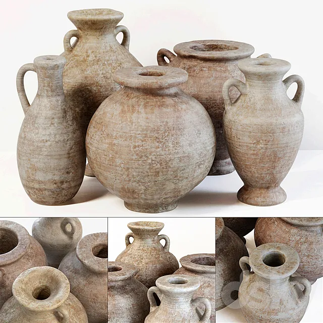 Dishes old history n1 _ Old clay jugs 3D Model