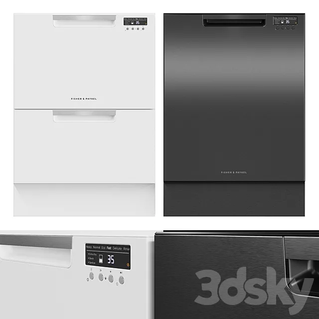 Dishwasher Fisher & Paykel DD60DAW9. DW60FC2W1. DW60UC6B 3DModel