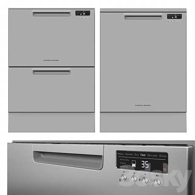 Dishwasher Fisher & Paykel DD60DCHX9 DW60FC2X1 3D Model