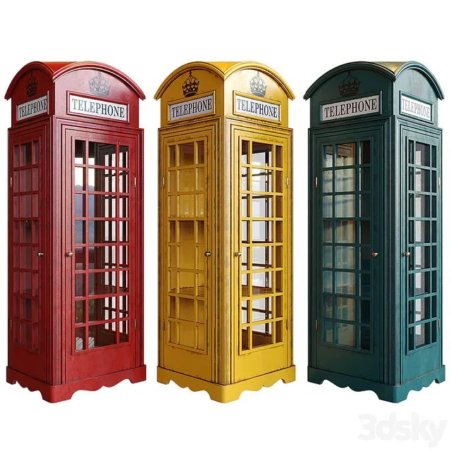 Display cabinet London telephone box 3D Model