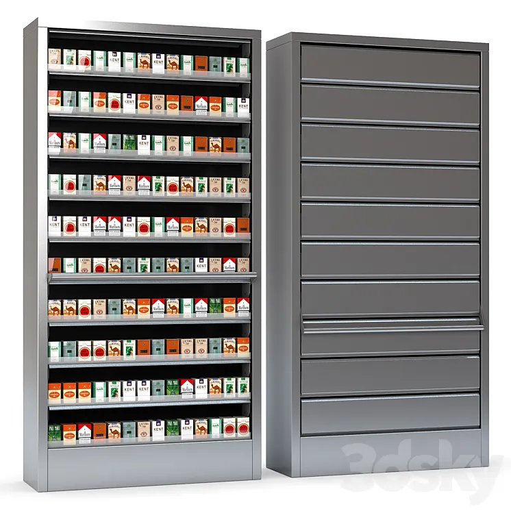 Display case for cigarettes with metal blinds Free Download