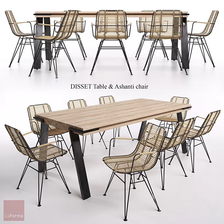 DISSET Table & Ashanti chair 3D Model