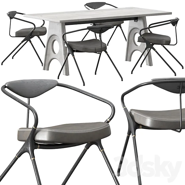 District Eight - Akron Dining Chair set 3DModel