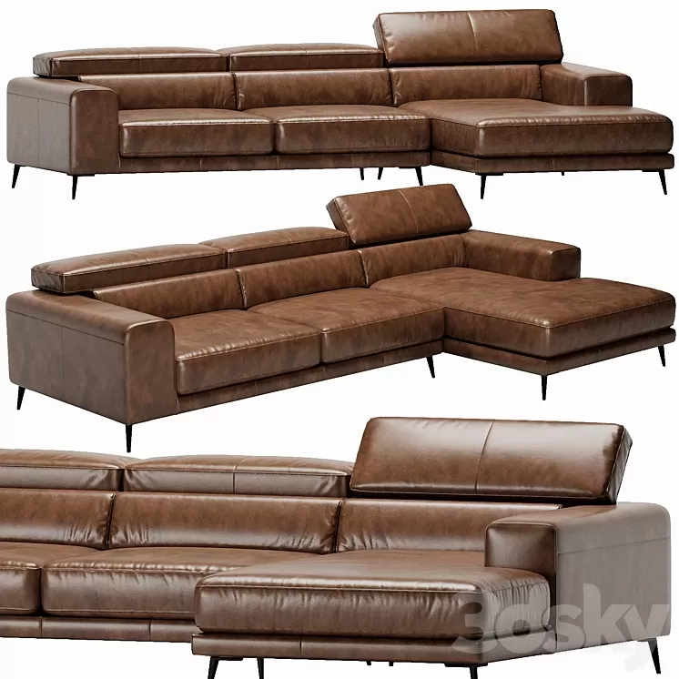 Ditre Italia Anderson Chaise Lounge Leather 3D Model