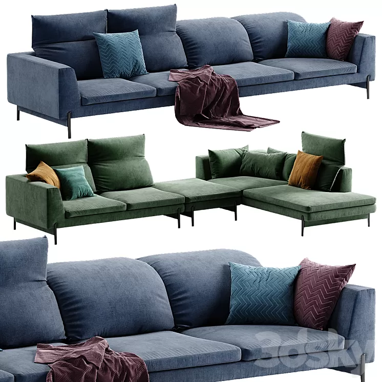 Ditre italia Kim High sectional sofa 3D Model