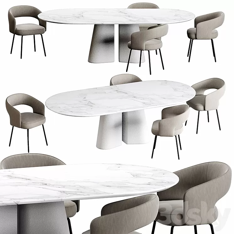 Ditre Italia Pillar and 356 Chair 3D Model Free