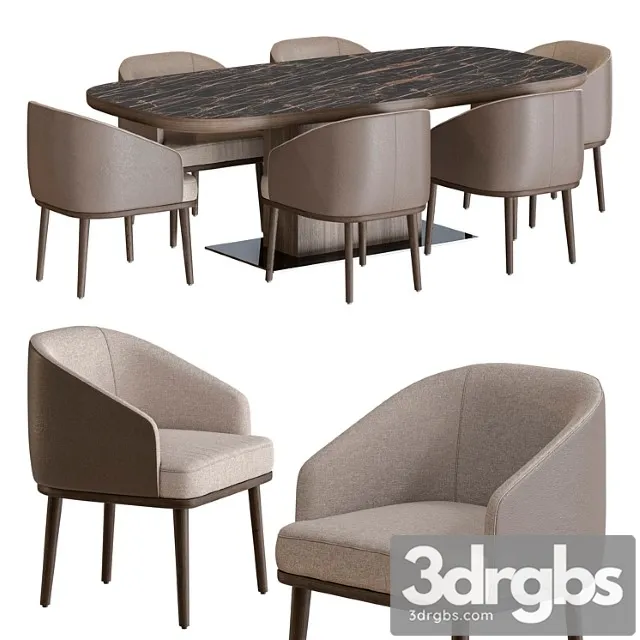 Ditre italia saint tropez table and armchair dining set 2 3D Model Free