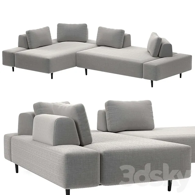 Divan mist gray left sectional sofa 3D Model