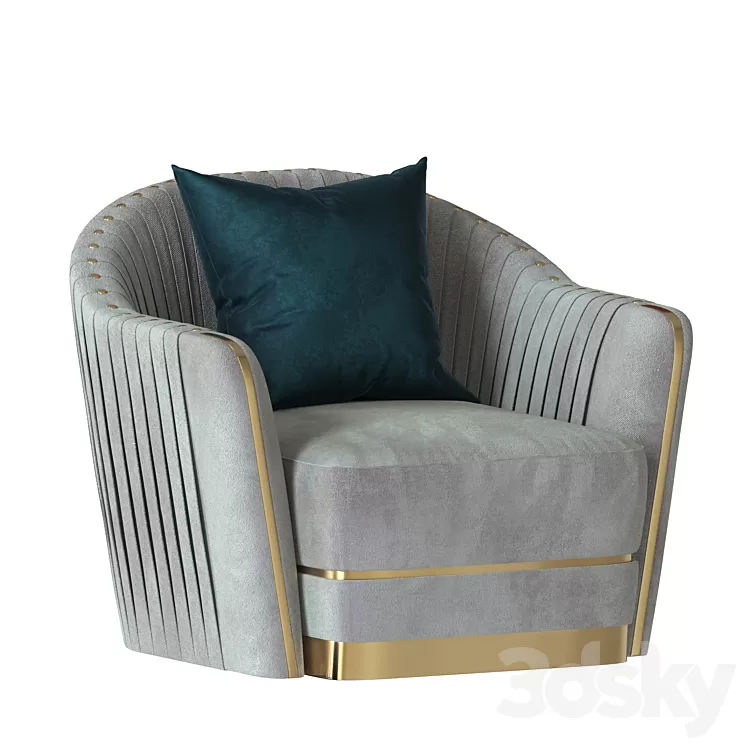 Divani Casa Ardine Gold Lounge Chair 3D Model