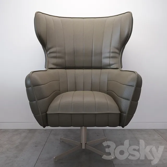 Divani Casa Kylie Modern Grey Eco-Leather Accent Chair 3D Model