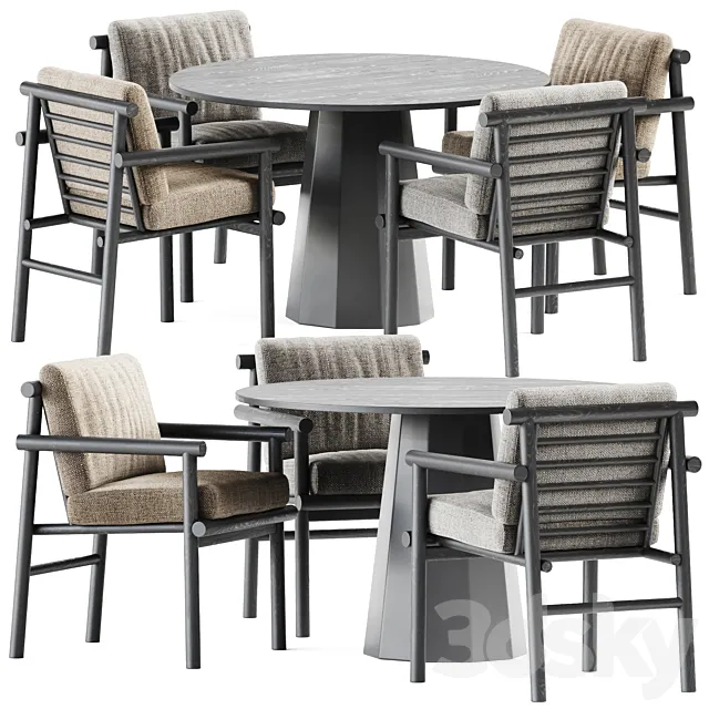 Dix Table by Connubia and Ayana Chair by B&B Italia _ Outdoor Furniture 3D Model