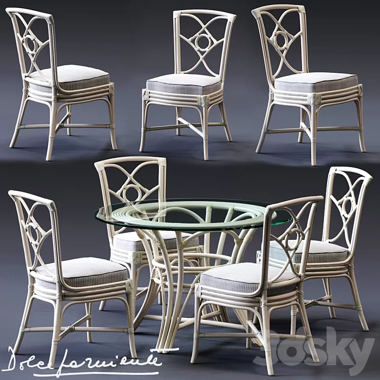 Dolcefarniente ORTENSIA Chair & IRENE Table 3D Model