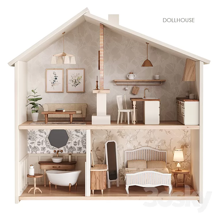 Dollhouse Retro 3D Model Free