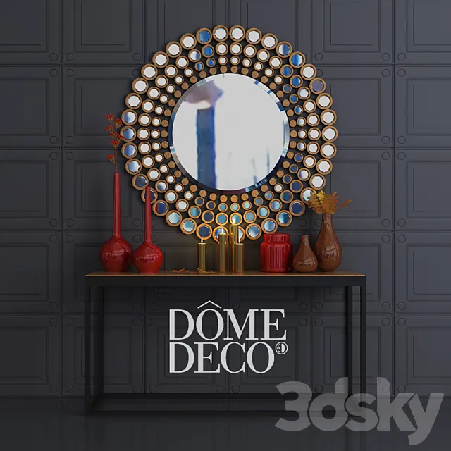 Dome Deco decor set with mirror and console 3D Model