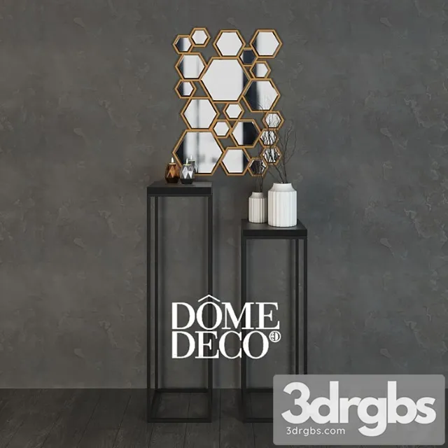 Dome deco decor set with vases consoles mirror 2 3D Model Free