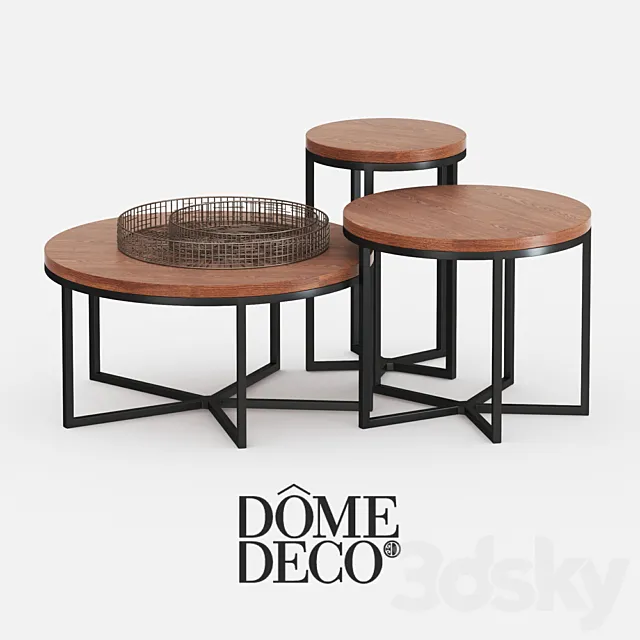 Dome deco set of coffee tables with decor 3DModel