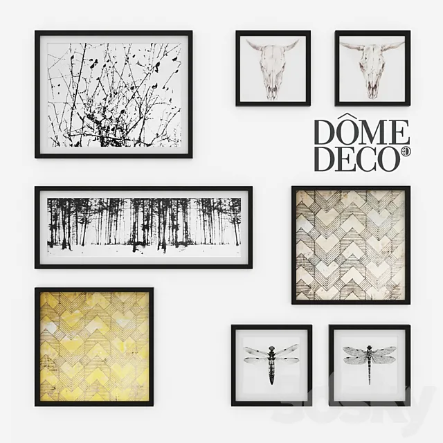 Dome deco set of paintings 3D Model