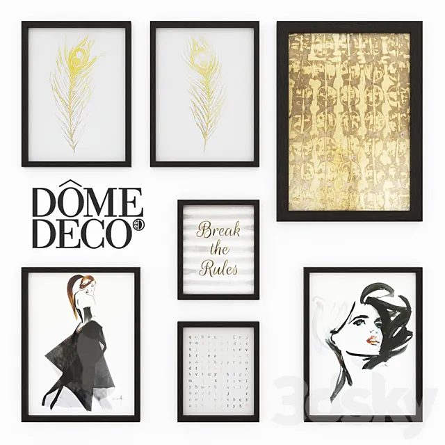Dome deco set of paintings 3DModel