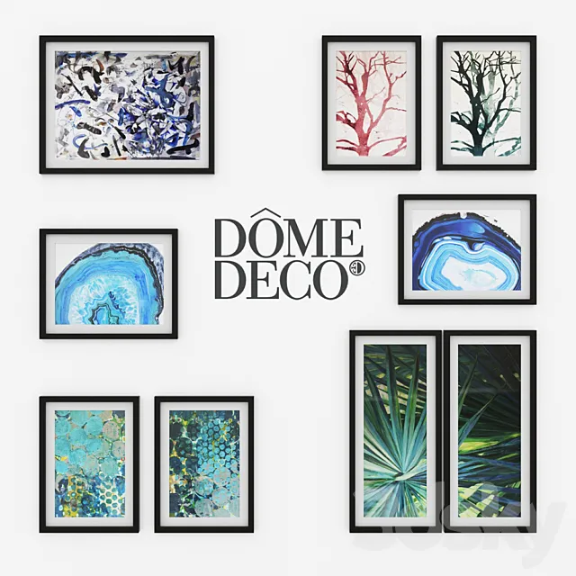 Dome deco set of paintings 3D Model