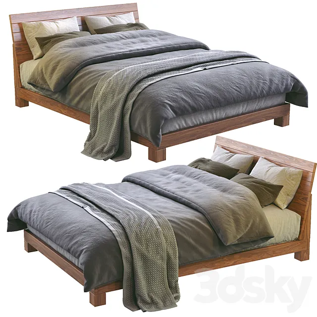 Dondra teak queen bed 3D Model