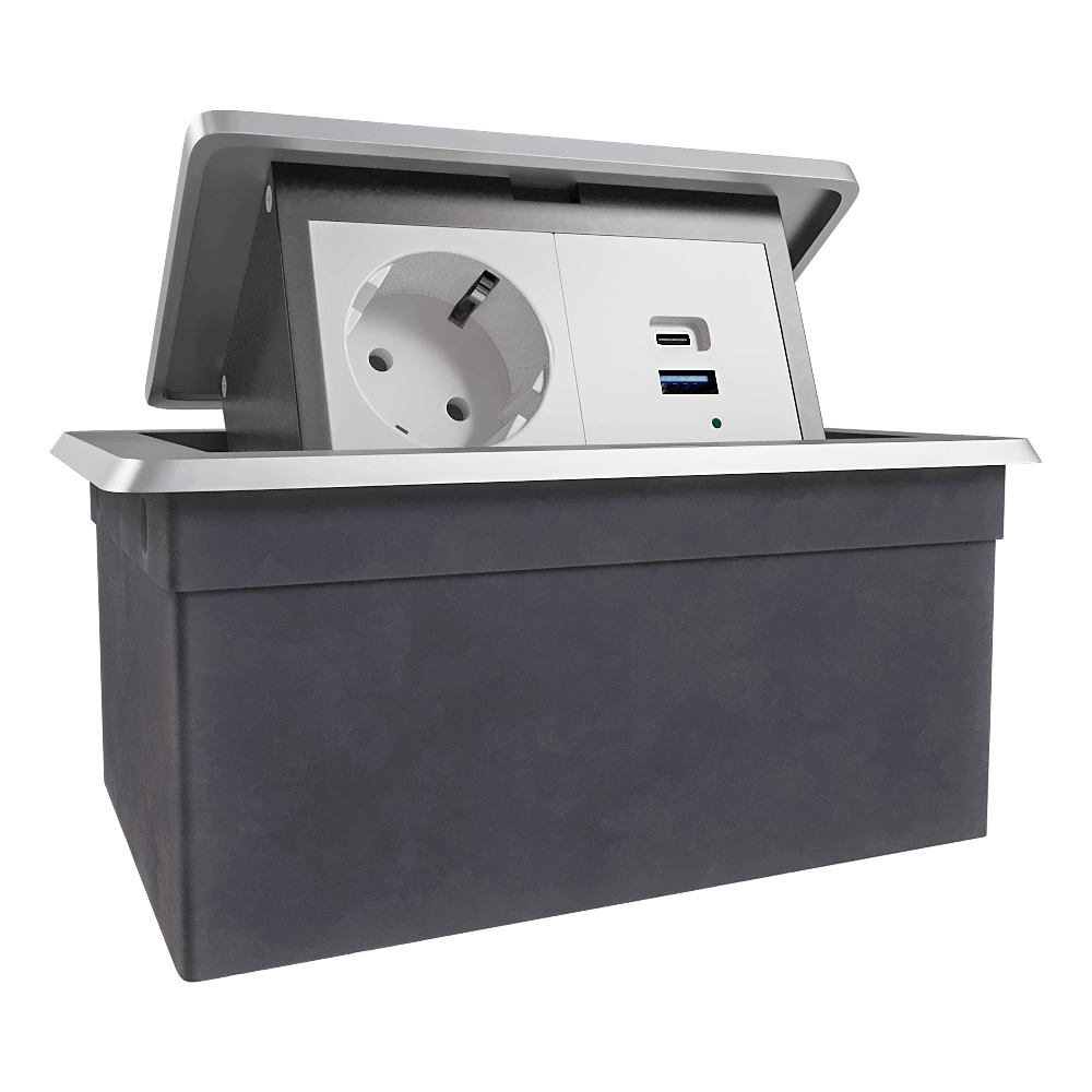 Donel  - Desktop built-in retractable socket block 4 mod. DDSB4RAL 3D Model