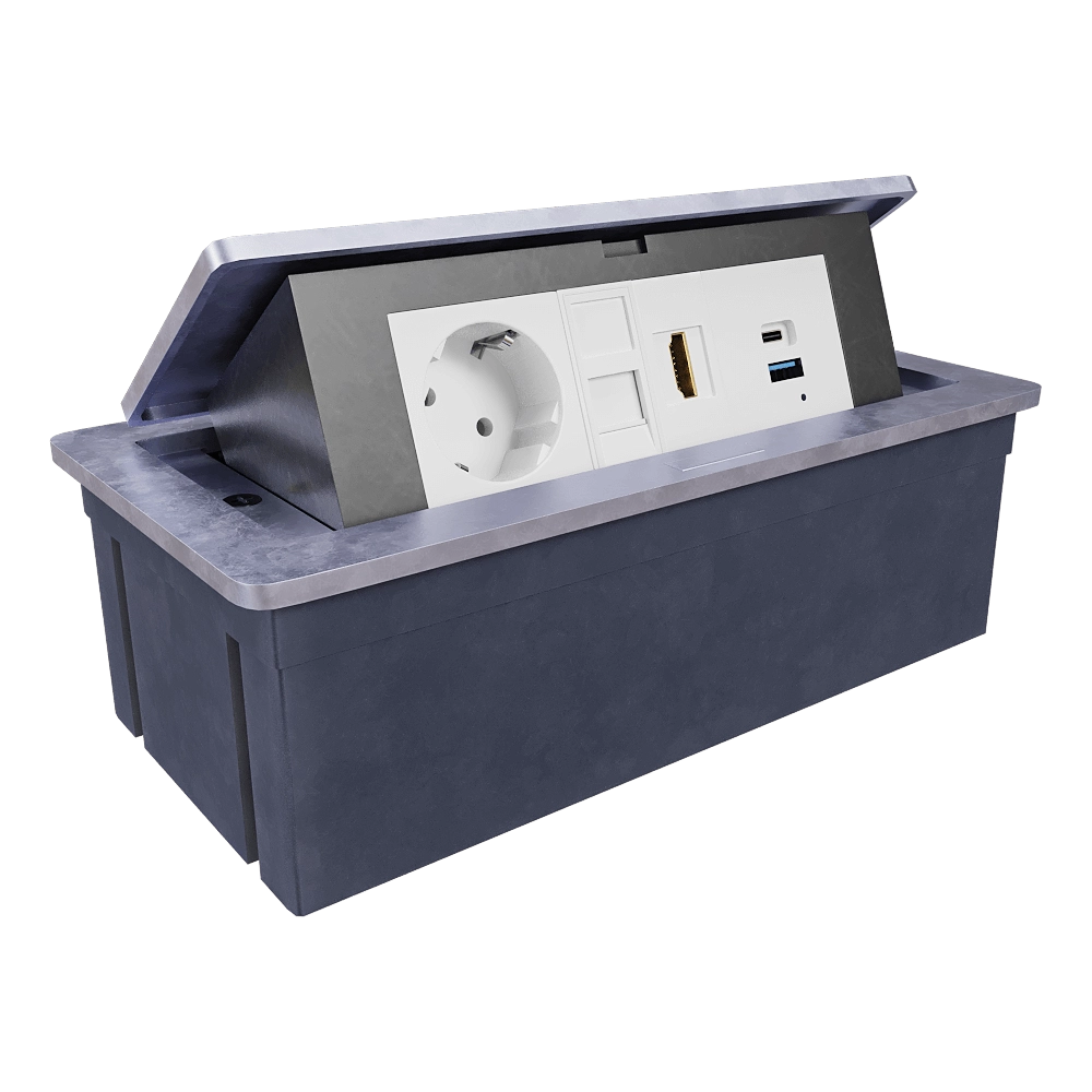 Donel  - Socket block tabletop built-in retractable 6 mod. DDSB6RAL 3D Model