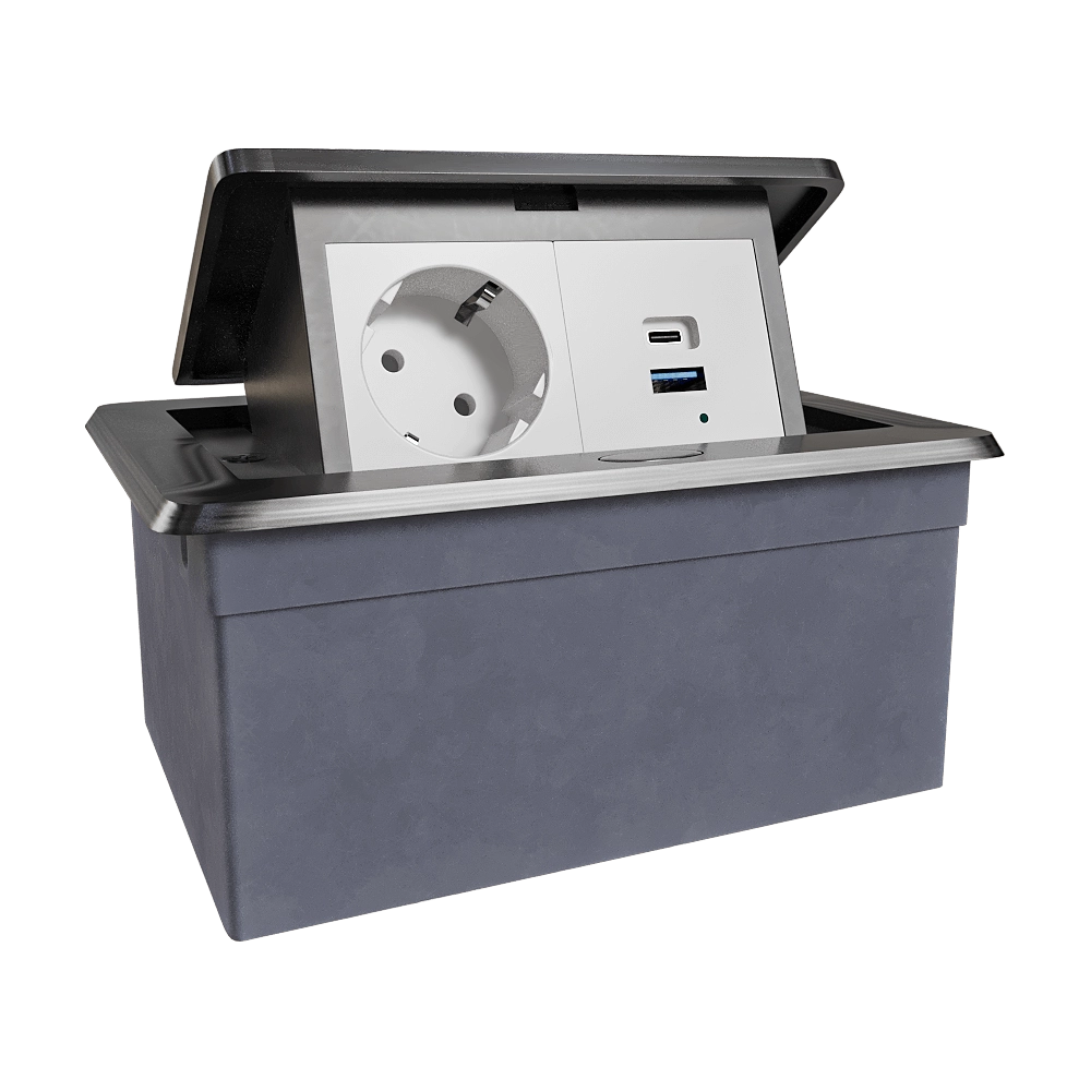 Donel - Tabletop recessed retractable socket block DDSB4RB 3D Model