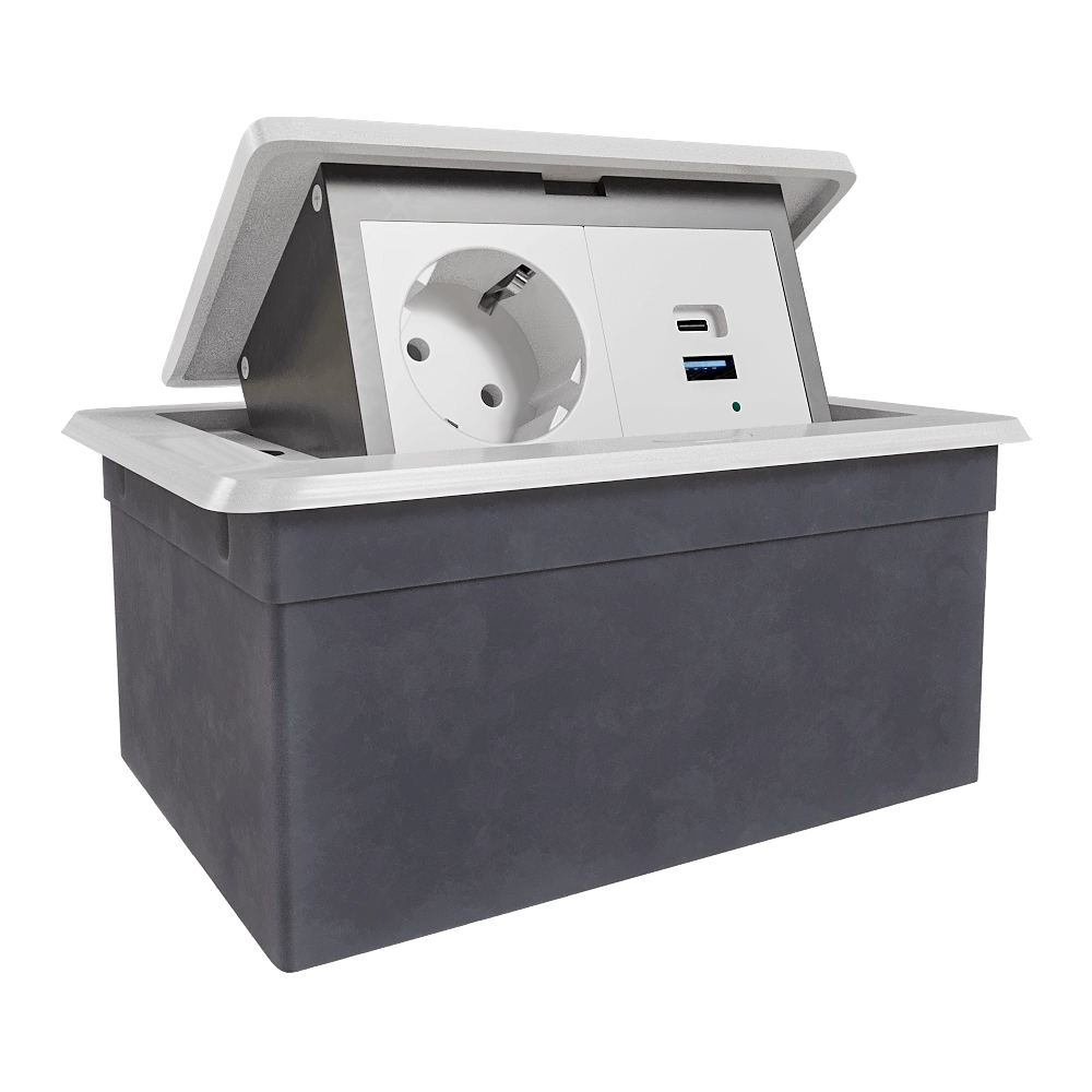 Donel  - Tabletop recessed retractable socket block DDSB4RW 3D Model