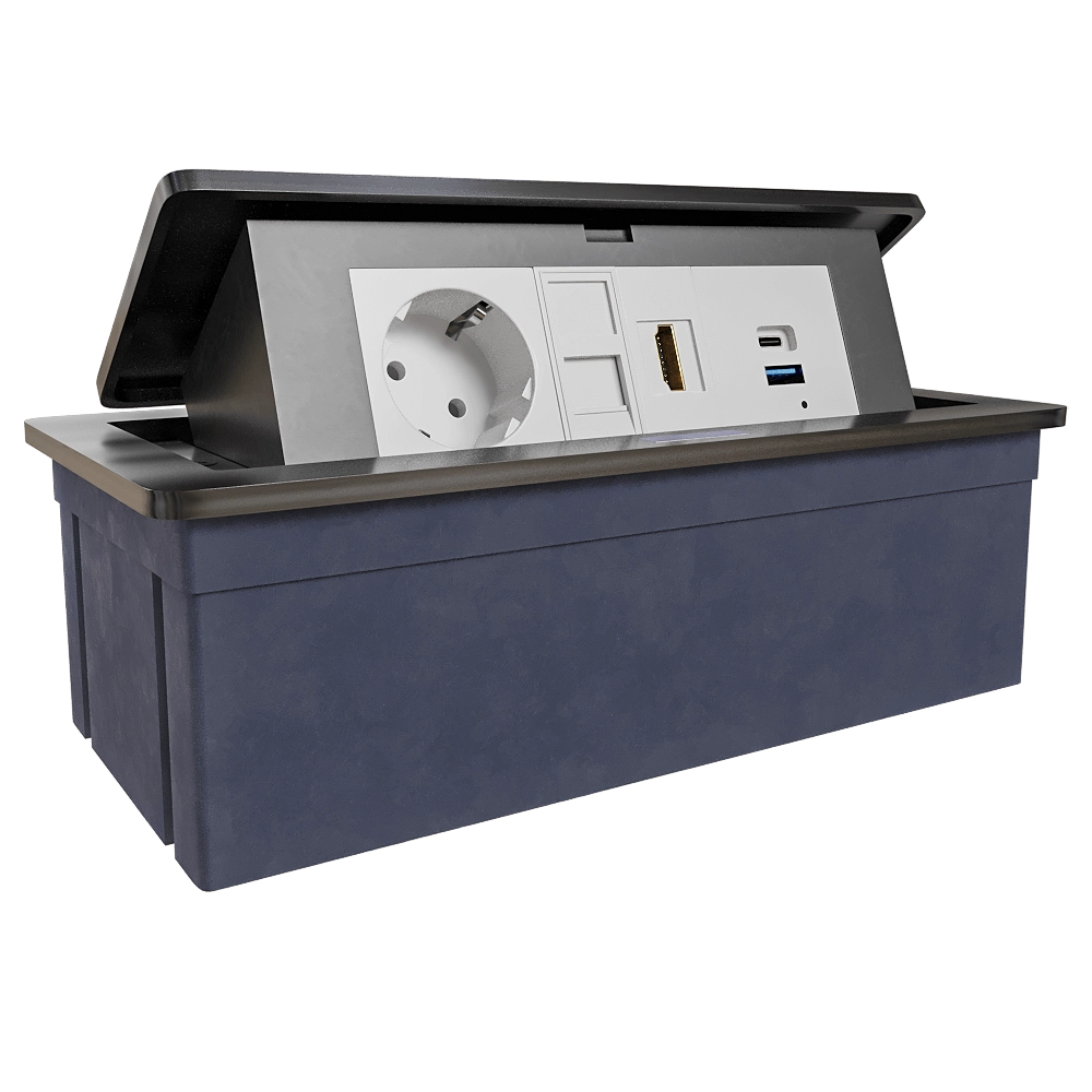 Donel  - Tabletop recessed retractable socket block DDSB6RB 3D Model