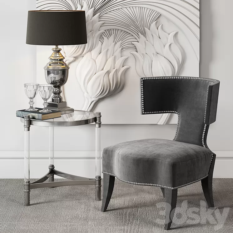 DONGHIA Klismos Upholstered Chair 3D Model Free