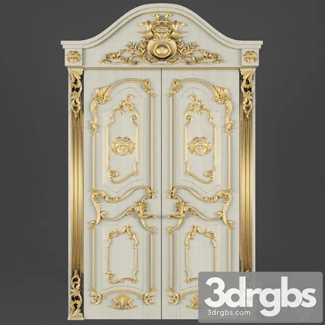 Door Classic Carved Decorative Interior Gold Lucky 3D Model Free