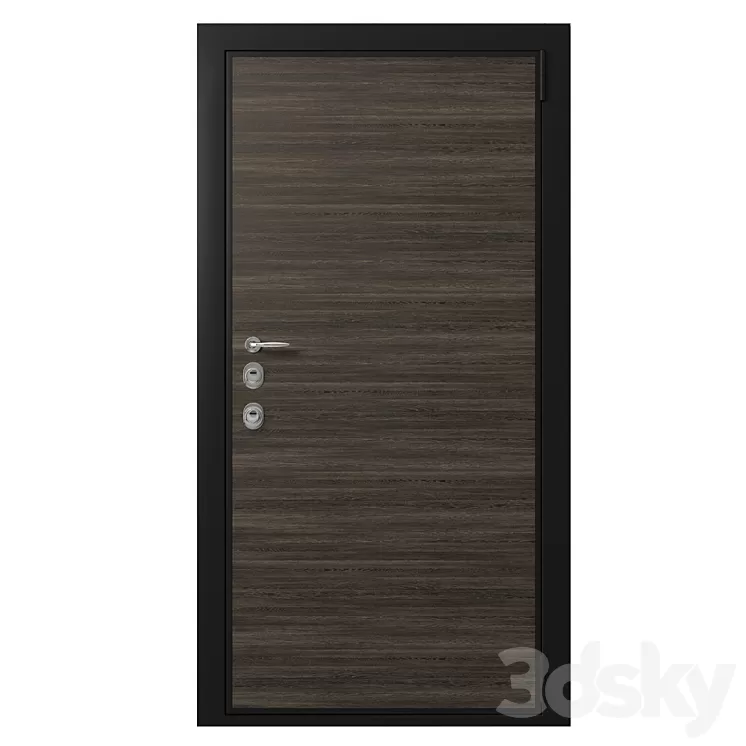 Door entrance metal with wooden decorative plate 3D Model