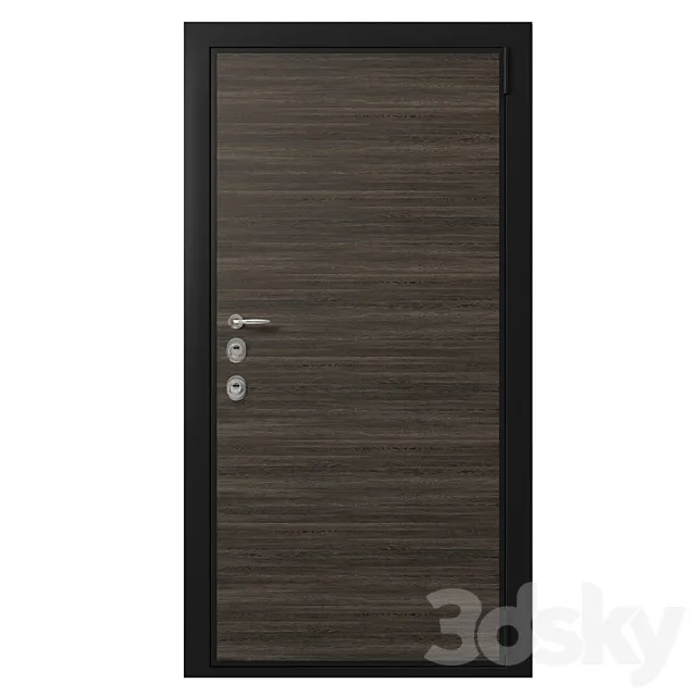 Door entrance metal with wooden decorative plate 3DModel