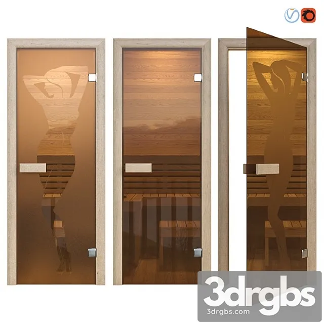 Door glass for a sauna of sauna wood 3D Model Free