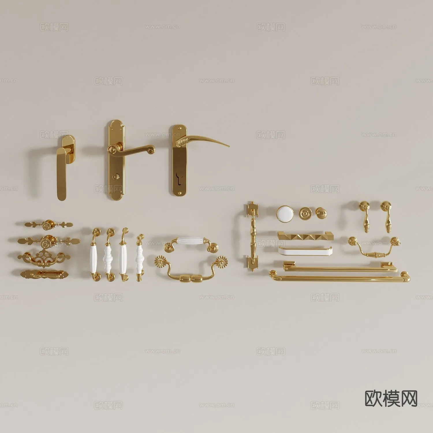 DOOR HANDLE - 3D Model For Interior Design - 11268