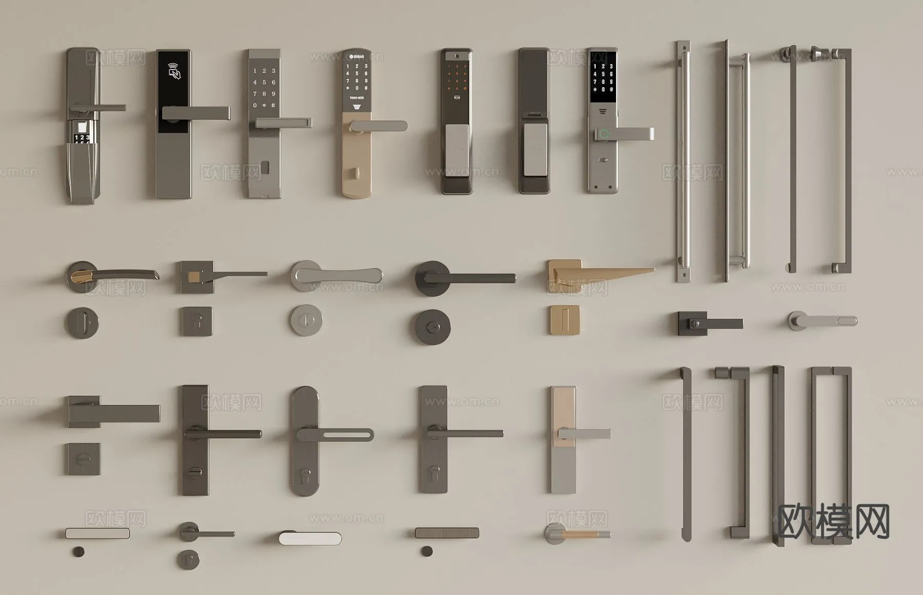 DOOR HANDLE - 3D Model For Interior Design - 11270