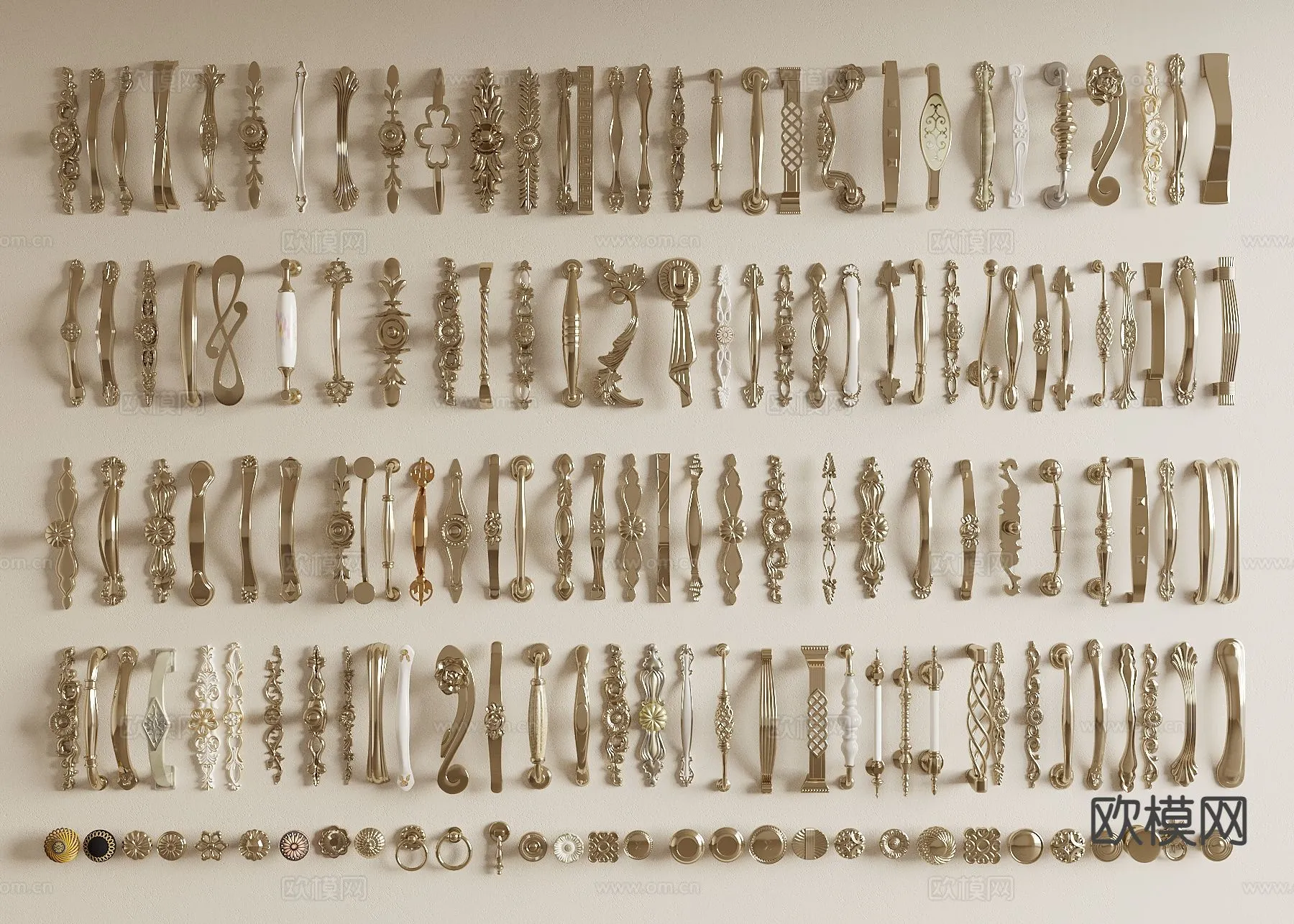 DOOR HANDLE - 3D Model For Interior Design - 11271