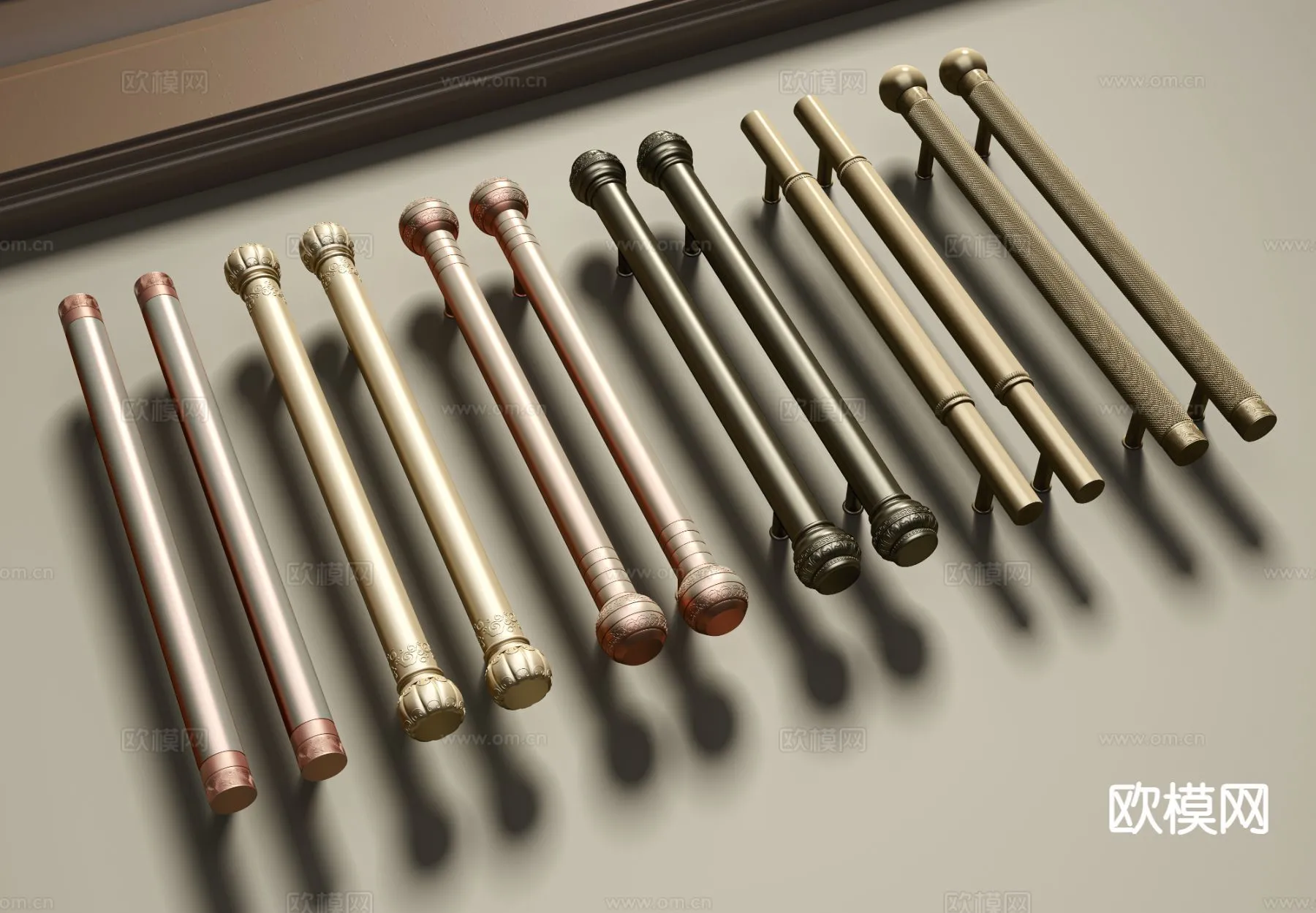 DOOR HANDLE - 3D Model For Interior Design - 11276