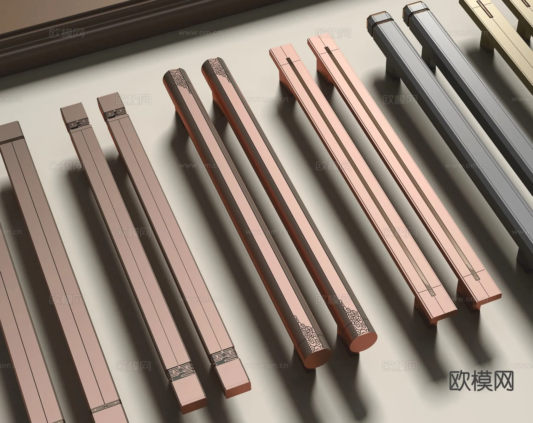 DOOR HANDLE - 3D Model For Interior Design - 11277