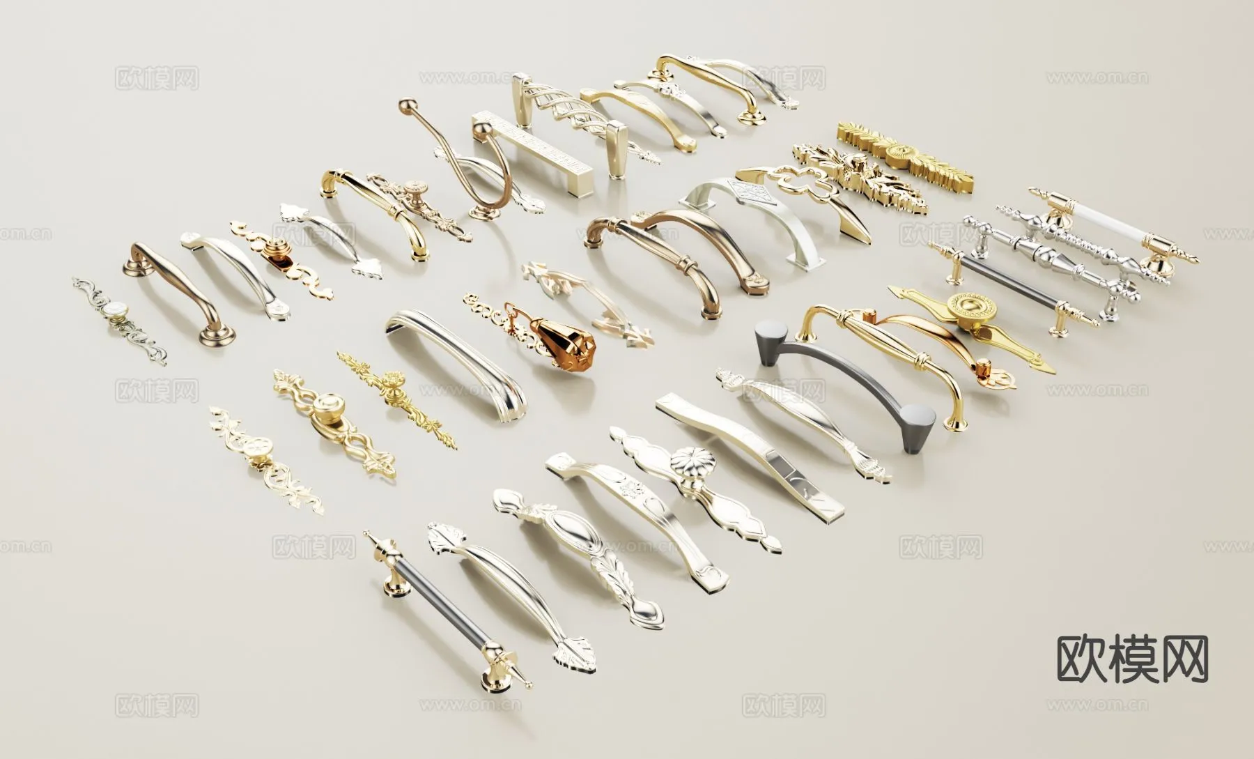 DOOR HANDLE - 3D Model For Interior Design - 11278