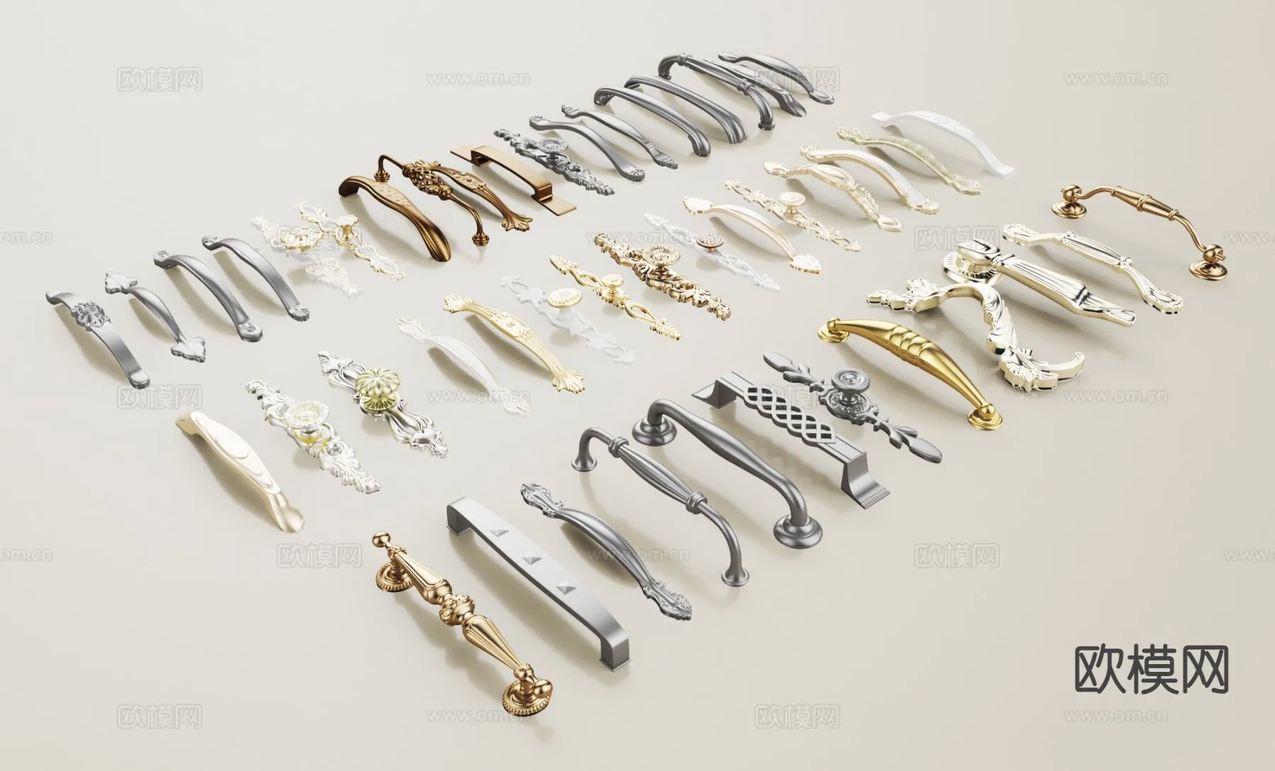 DOOR HANDLE - 3D Model For Interior Design - 11279