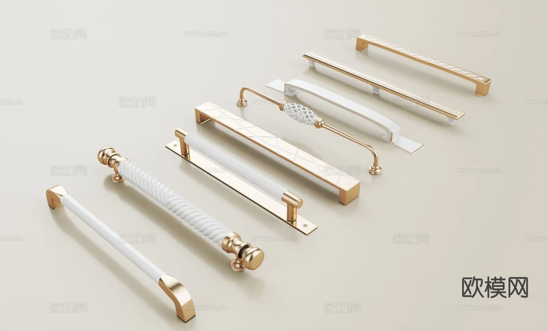 DOOR HANDLE - 3D Model For Interior Design - 11281